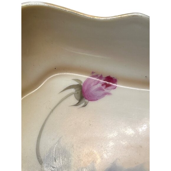 Vintage 40's Noritake Hand Painted Floral Trinket Tray Dresser Rose - Picture 3 of 5